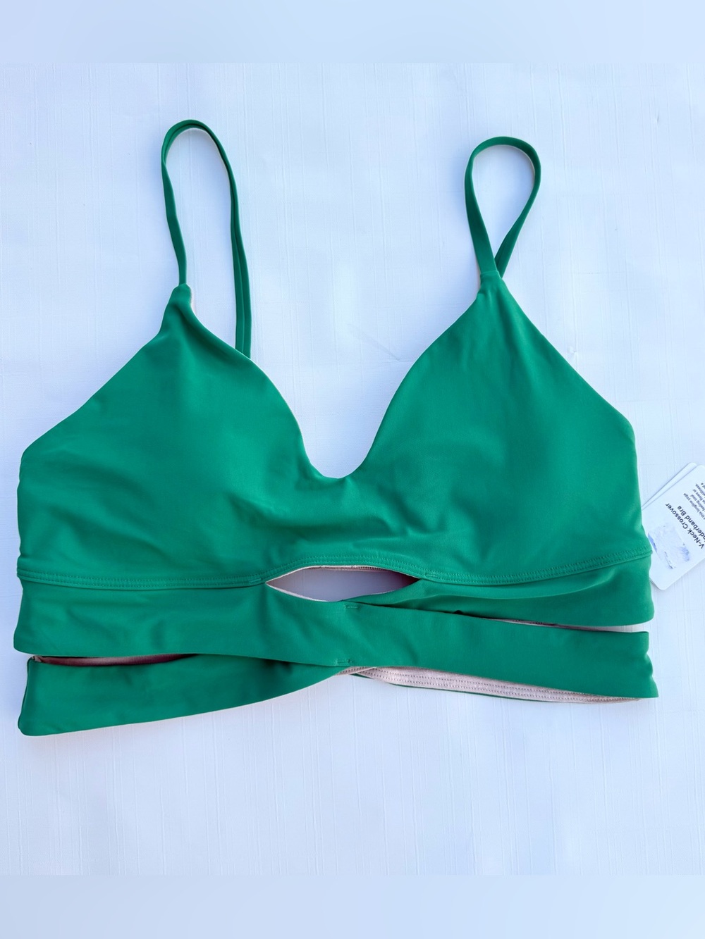 Lululemon Athletica V-Neck Crossover Underband Bra Emerald Green Size 8